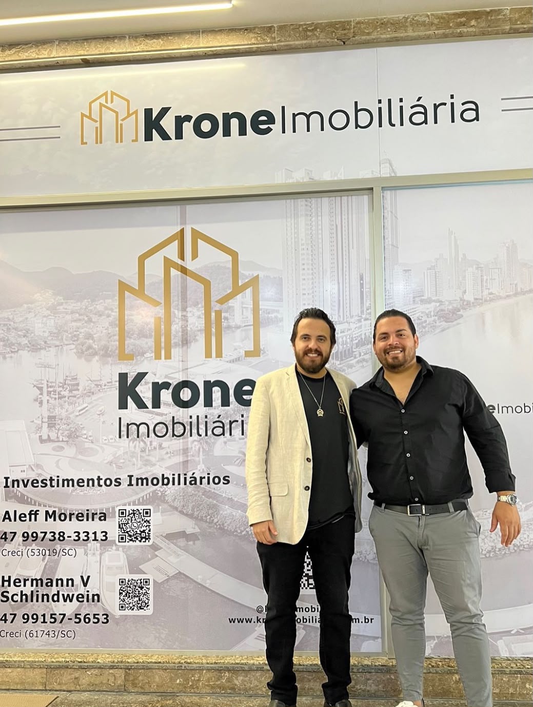 Aleff Moreira e Hermann Schlindwein, sócios da Krone Imobiliária